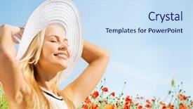  Presentation with happiness - Amazing slide deck having flower girl - happiness nature summer vacation backdrop and a sky blue colored foreground