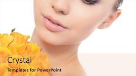  Presentation with flower woman - Colorful PPT layouts enhanced with flower girl with orange rose backdrop and a yellow colored foreground