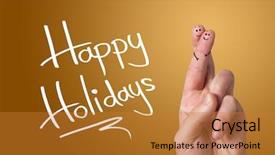  Presentation with happy holiday - Colorful presentation theme enhanced with flower greeting card - painted finger smiley happy holiday backdrop and a gold colored foreground
