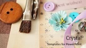  Presentation with scrapbooking - Colorful presentation design enhanced with flower greeting card - scrapbooking elements backdrop and a lemonade colored foreground