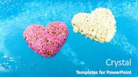  Presentation with water flow in pipe - Audience pleasing PPT layouts consisting of flower hearts in blue water backdrop and a teal colored foreground