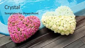  Presentation with blue flower - Amazing slide deck having flower hearts near blue water backdrop and a light blue colored foreground