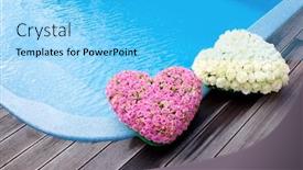  Presentation with blue flower - Presentation having flower hearts near the blue water of swimming pool background and a cyan colored foreground