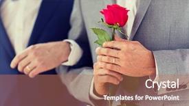  Presentation with flower wedding - Slide set featuring flower holding hands on wedding background and a coral colored foreground