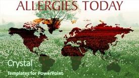  Presentation with allergies - Colorful presentation design enhanced with flower hoya - text allergies today and world backdrop and a forest green colored foreground