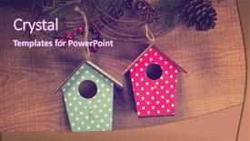  Presentation with hang - Audience pleasing presentation theme consisting of flower hoya - two birdhouses hang on pine backdrop and a tawny brown colored foreground