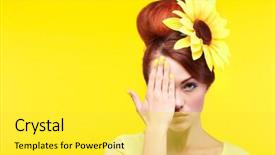  Presentation with yellow - Slides enhanced with flower in hairs emotions cosmetic background and a  colored foreground
