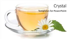  Presentation with tea cup - Slide set having flower isolated on white background background and a white colored foreground