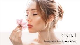  Presentation with smell - PPT theme consisting of flower isolated over white background background and a lemonade colored foreground