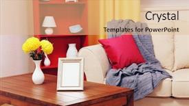  Presentation with room interior design - Colorful slides enhanced with flower lamp shade - modern interior design living room backdrop and a coral colored foreground