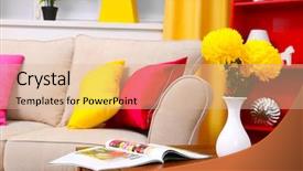  Presentation with interior design cafeteria - Amazing slide set having flower lamp shade - modern interior design living room backdrop and a lemonade colored foreground