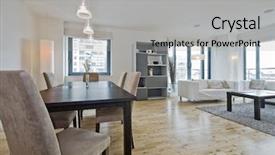  Presentation with dining - PPT theme with flower lamp shade - modern luxury living room background and a light gray colored foreground