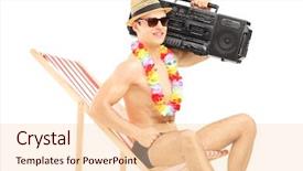  Presentation with respiratory system male anatomy - Amazing slide deck having flower lei - handsome male tourist relaxing backdrop and a lemonade colored foreground