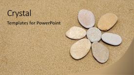  Presentation with stones - Presentation theme consisting of stones on a sand background and a coral colored foreground