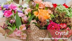  Presentation with colorful flower - Slide set featuring flower market bright vivid colorful background and a coral colored foreground