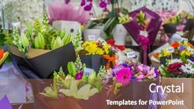  Presentation with flower pots - Slide deck having flower market miscellaneous colored flowers background and a  colored foreground