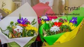  Presentation with flower pots - PPT theme having flower market miscellaneous colored flowers background and a  colored foreground
