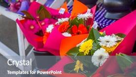  Presentation with flower pots - Beautiful PPT layouts featuring flower market miscellaneous colored flowers backdrop and a  colored foreground