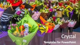  Presentation with flower pots - Slide deck with flower market miscellaneous colored flowers background and a  colored foreground