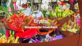  Presentation with flower pots - PPT theme featuring flower market miscellaneous colored flowers background and a  colored foreground