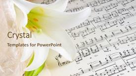  Presentation with sheet music - Beautiful slide set featuring flower on a musical sheet backdrop and a soft green colored foreground