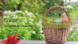  Presentation with paint brush brash and red - Slide deck enhanced with flower on table in garden background and a yellow colored foreground