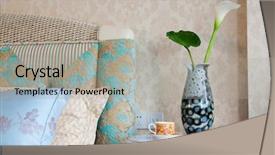  Presentation with interior - Theme consisting of flower pattern - modern style interior background and a light gray colored foreground