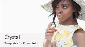 Presentation with summer - Amazing presentation theme having flower pattern - woman wearing summer hat backdrop and a white colored foreground