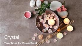  Presentation with flower candles - Slides consisting of flower petals with water background and a gray colored foreground