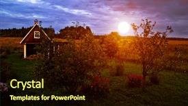  Presentation with apple flower - Slide set consisting of flower plot - country hous with apple trees background and a wine colored foreground