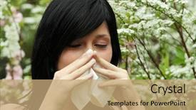  Presentation with allergy - Presentation featuring flower pollen - pretty woman sneeze allergy season background and a  colored foreground