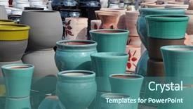  Presentation with pulses food assortment legume - Amazing slides having flower pot - assortment of empty flowerpots backdrop and a ocean colored foreground