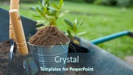  Presentation with gardening - Presentation theme featuring flower-pot-and-set-gardening background and a ocean colored foreground