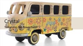  Presentation with flower vintage - Cool new slides with flower power - old vintage hippie peace backdrop and a yellow colored foreground