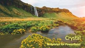  Presentation with powerful - Presentation design consisting of flower power - perfect view of powerful seljalandsfoss background and a tawny brown colored foreground