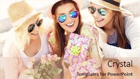  Presentation with 50th surprise birthday - Cool new PPT layouts with flower power - picture of a group backdrop and a coral colored foreground