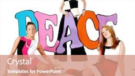  Presentation with colorful flower - PPT layouts consisting of flower power - three beautiful young woman background and a coral colored foreground