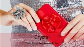  Presentation with flower woman - Theme featuring flower ring and a silver background and a red colored foreground