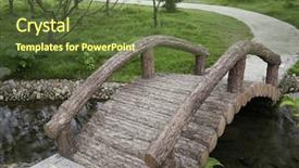  Presentation with garden - Cool new slides with flower river - footbridge and footpath in garden backdrop and a  colored foreground