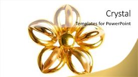  Presentation with white gold - Slides with flower shaped gold earring isolated background and a  colored foreground