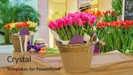  Presentation with flower - Amazing presentation design having flower shop concept close-up backdrop and a gold colored foreground