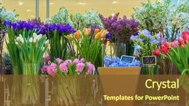  Presentation with flower - Slide set having flower shop concept close-up background and a tawny brown colored foreground