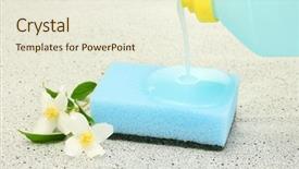  Presentation with liquid detergent - PPT layouts featuring flower with dish washing liquid background and a cream colored foreground