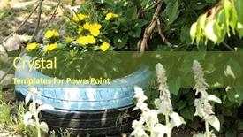  Presentation with tires - Theme with flowerbeds made from old tires background and a tawny brown colored foreground