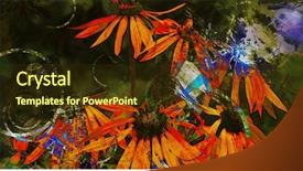  Presentation with watercolor red - Cool new PPT theme with flowergraphics - art graphic and watercolor autumn backdrop and a tawny brown colored foreground