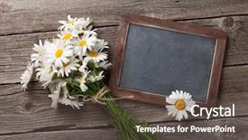  Presentation with blackboard english text welcome - Audience pleasing PPT theme consisting of flowergraphics - blackboard for your text backdrop and a dark gray colored foreground