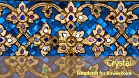  Presentation with thai temple - Presentation having flowergraphics - pattern of blue thai traditional background and a coral colored foreground