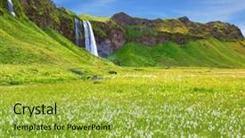  Presentation with streams summer - Amazing slide deck having flowering fields and streams iceland backdrop and a yellow colored foreground