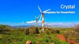  Presentation with heights - Cool new presentation design with flowering golan heights on a sunny day several huge modern windmills seen in the distance the snow-covered mount hermon israel backdrop and a gray colored foreground