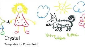  Presentation with crayons - Audience pleasing slide deck consisting of doodle flowers - child's art drawing with crayons backdrop and a pink colored foreground